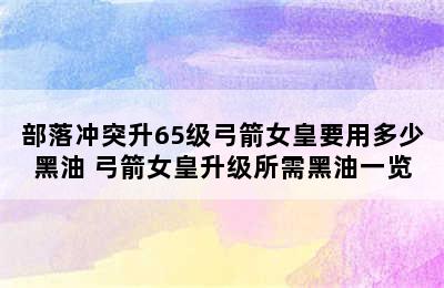 部落冲突升65级弓箭女皇要用多少黑油 弓箭女皇升级所需黑油一览